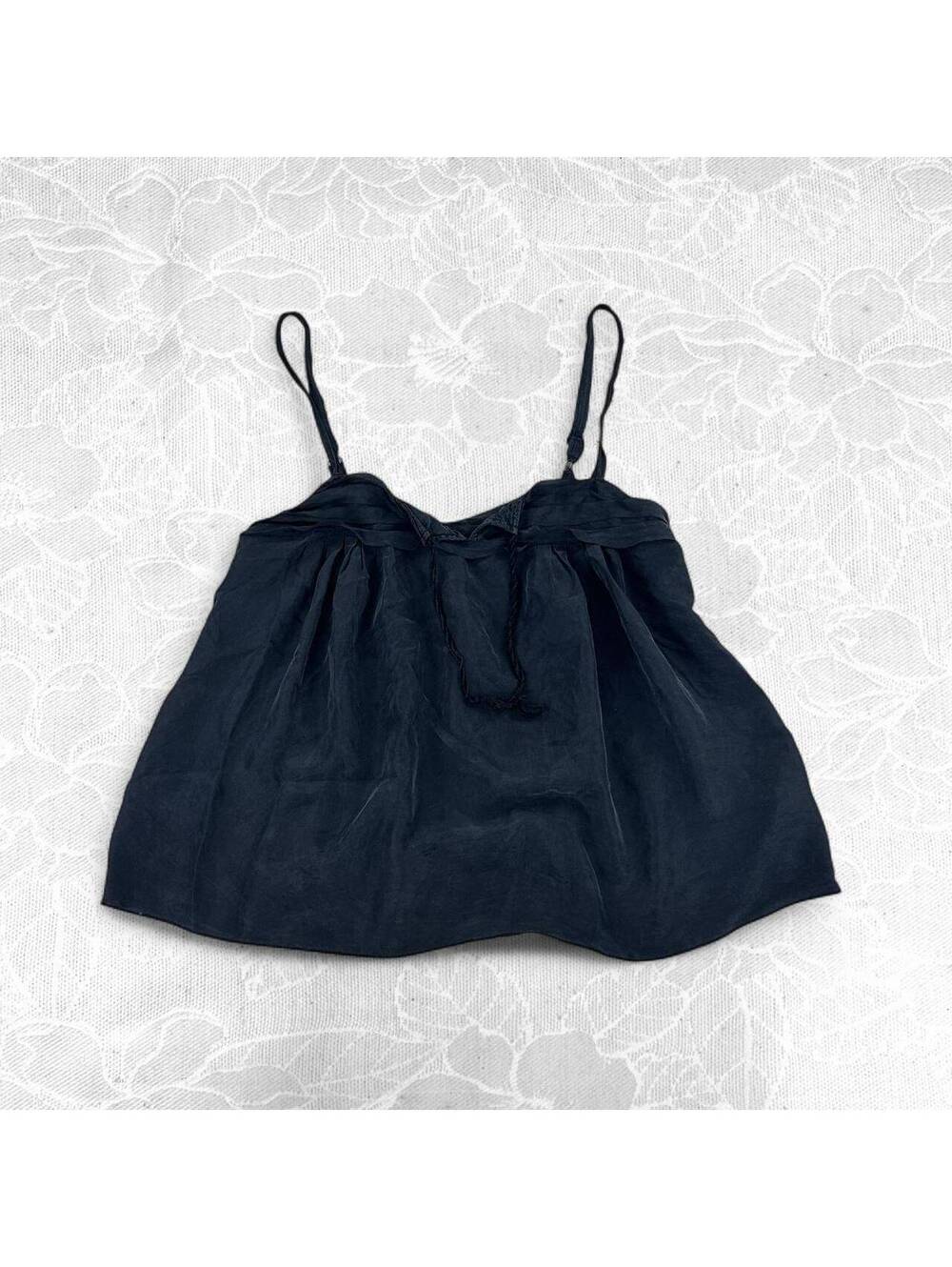 Black Silk Spaghetti Strap Camisole Top